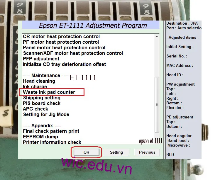 Download Phần mềm reset máy in Epson ET-1111