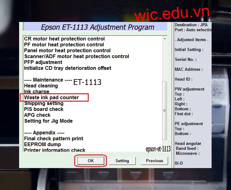 Download Phần mềm reset máy in Epson ET-1113