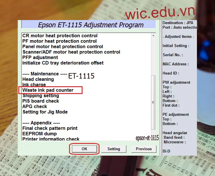 Download Phần mềm reset máy in Epson ET-1115