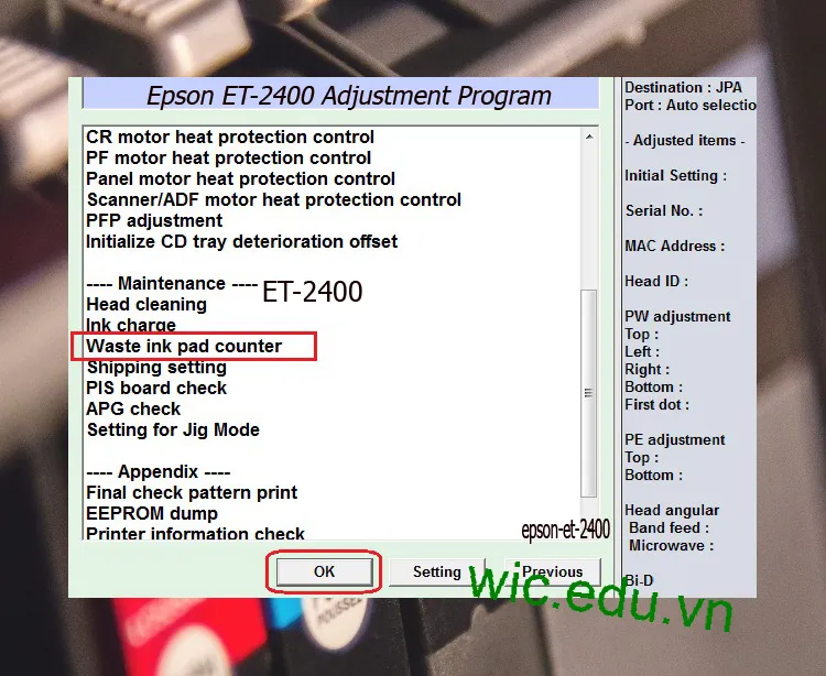 Download Phần mềm reset máy in Epson ET-2400