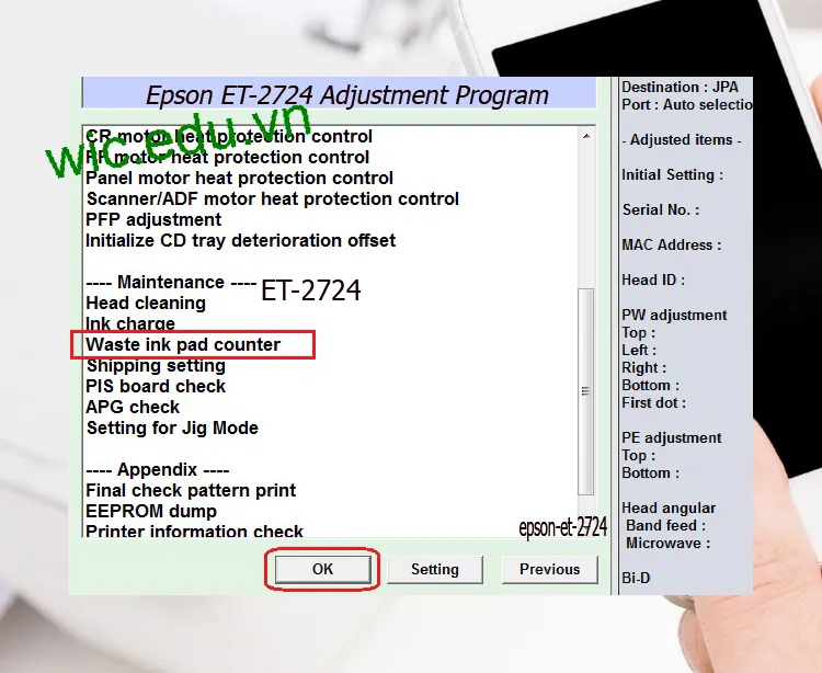 Download Phần mềm reset máy in Epson ET-2724