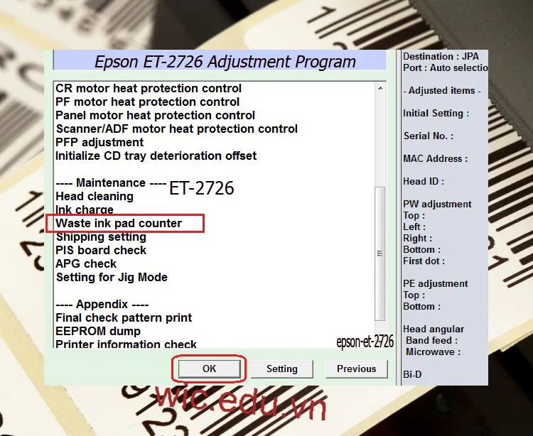 Download Phần mềm reset máy in Epson ET-2726