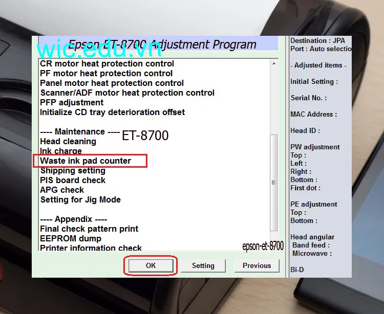 Download Phần mềm reset máy in Epson ET-8700