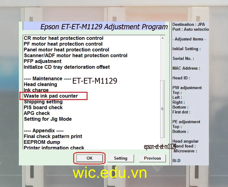 Download Phần mềm reset máy in Epson ET-ET-M1129