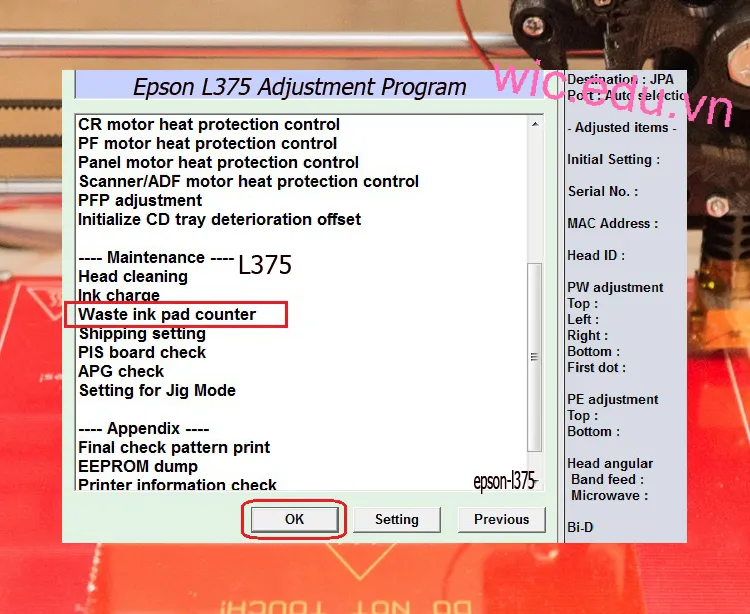 Download Phần mềm reset máy in Epson L375