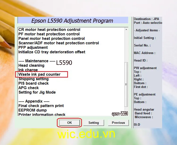 Download Phần mềm reset máy in Epson L5590