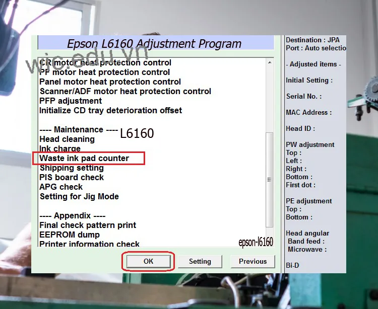 Download Phần mềm reset máy in Epson L6160