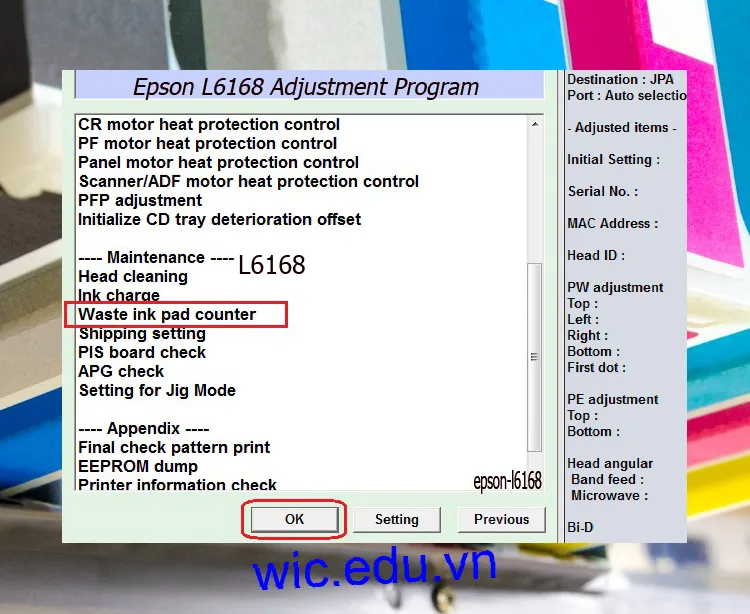 Download Phần mềm reset máy in Epson L6168