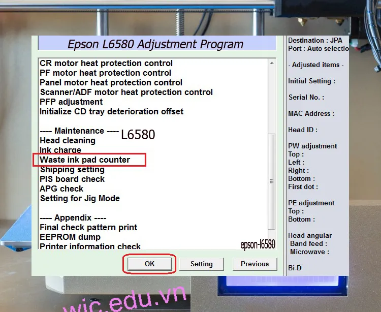 Download Phần mềm reset máy in Epson L6580