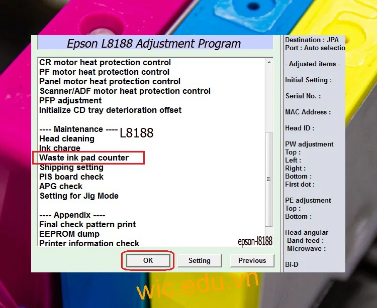 Download Phần mềm reset máy in Epson L8188