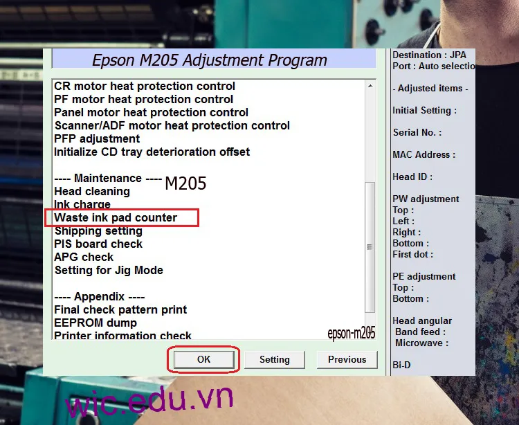 Download Phần mềm reset máy in Epson M205