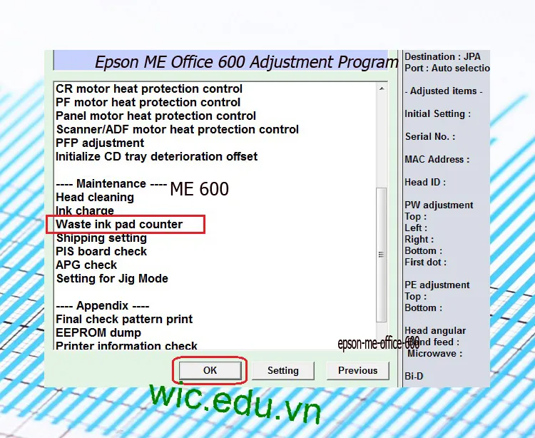 Download Phần mềm reset máy in Epson ME Office 600