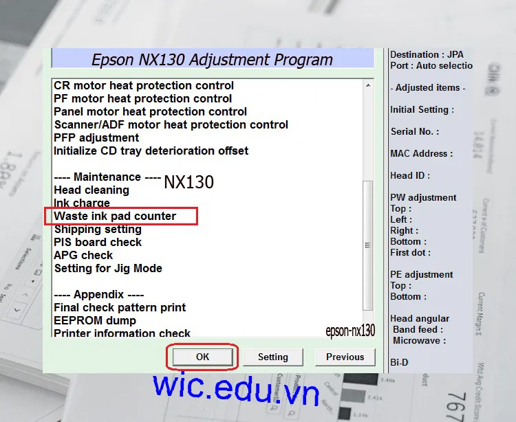 Download Phần mềm reset máy in Epson NX130