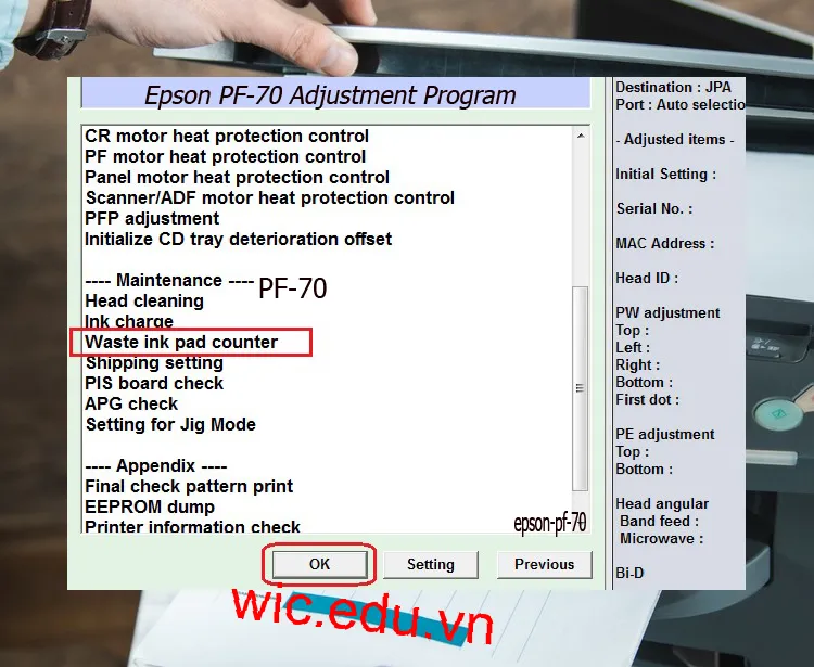 Download Phần mềm reset máy in Epson PF-70