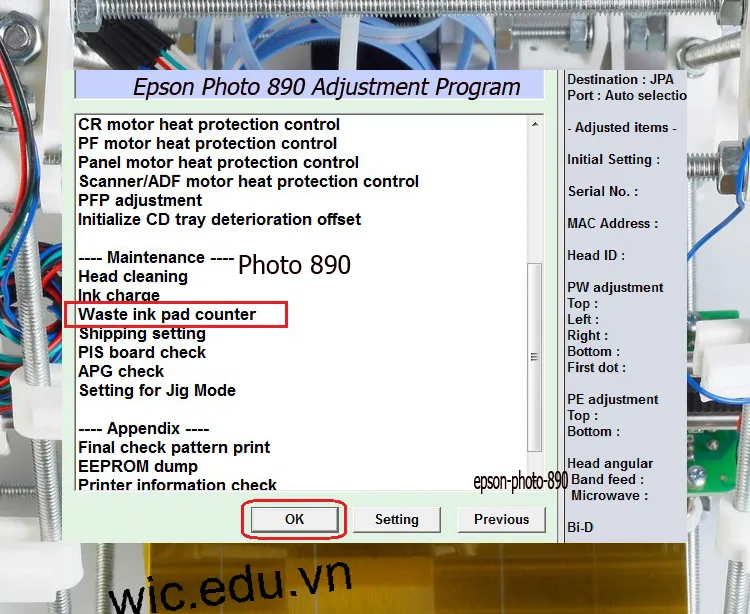 Download Phần mềm reset máy in Epson Photo 890