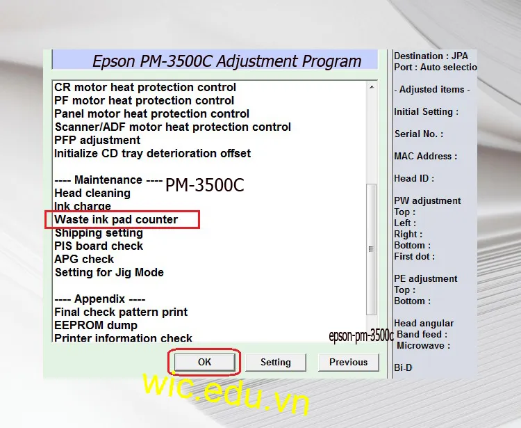 Download Phần mềm reset máy in Epson PM-3500C