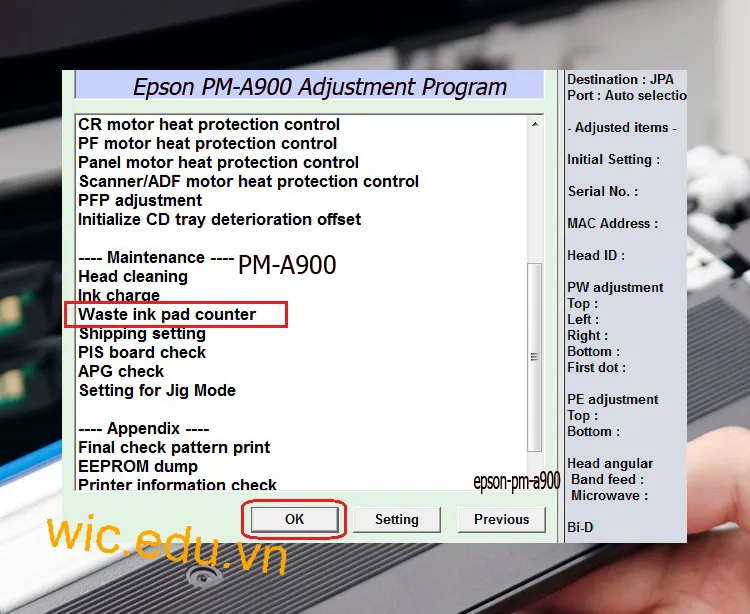 Download Phần mềm reset máy in Epson PM-A900