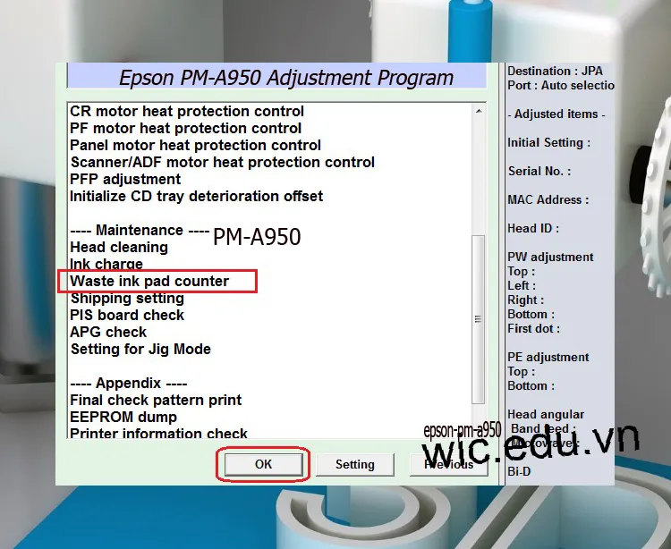 Download Phần mềm reset máy in Epson PM-A950