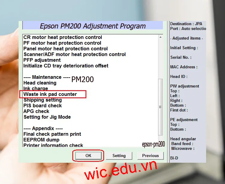 Download Phần mềm reset máy in Epson PM200