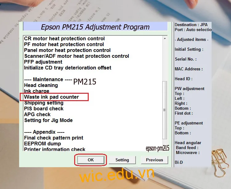 Download Phần mềm reset máy in Epson PM215