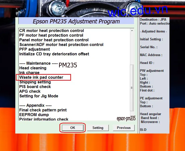 Download Phần mềm reset máy in Epson PM235