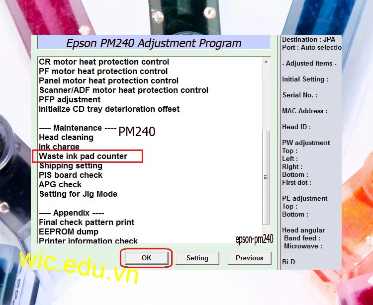 Download Phần mềm reset máy in Epson PM240