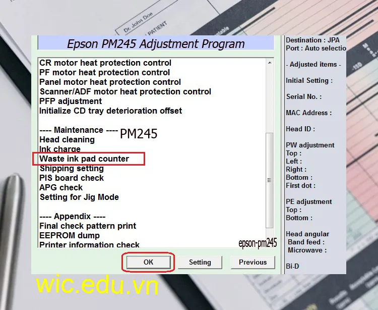 Download Phần mềm reset máy in Epson PM245