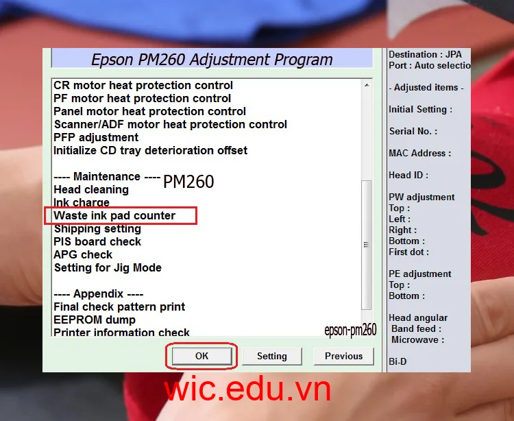 Download Phần mềm reset máy in Epson PM260