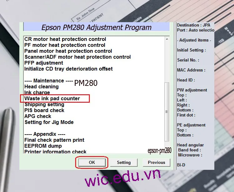 Download Phần mềm reset máy in Epson PM280