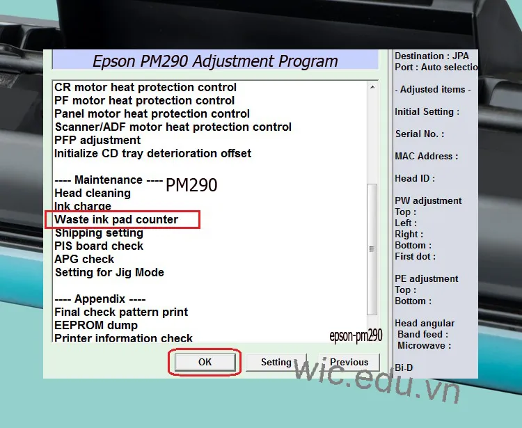 Download Phần mềm reset máy in Epson PM290