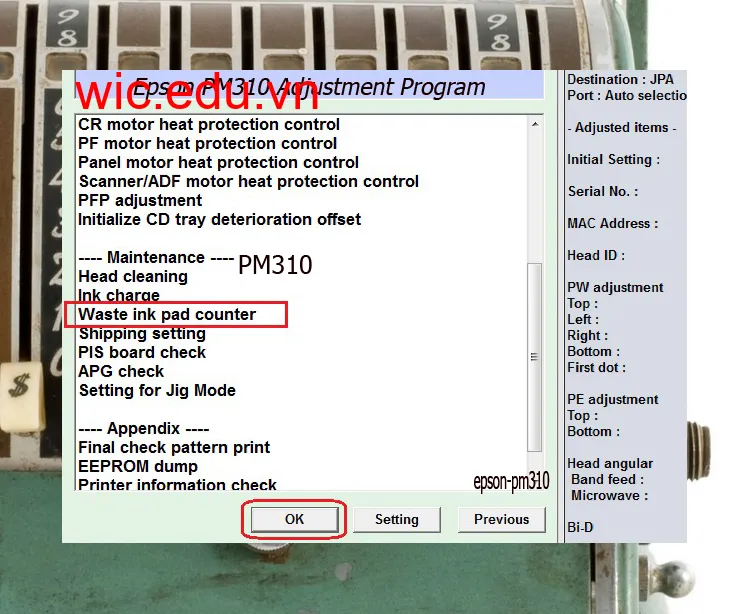 Download Phần mềm reset máy in Epson PM310