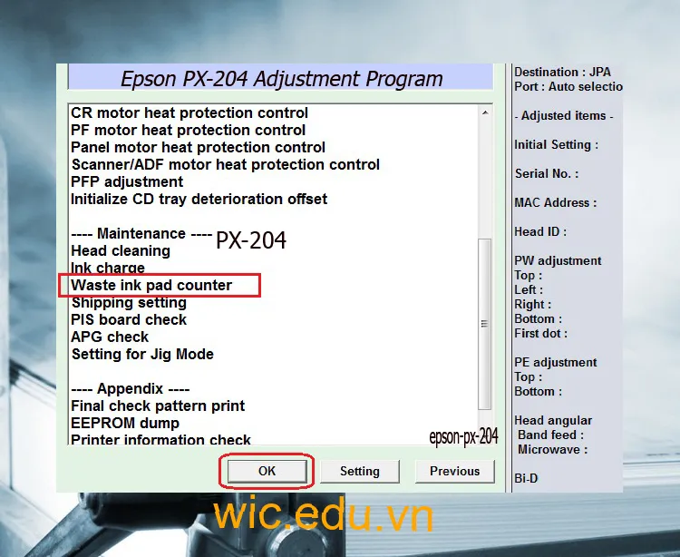 Download Phần mềm reset máy in Epson PX-204