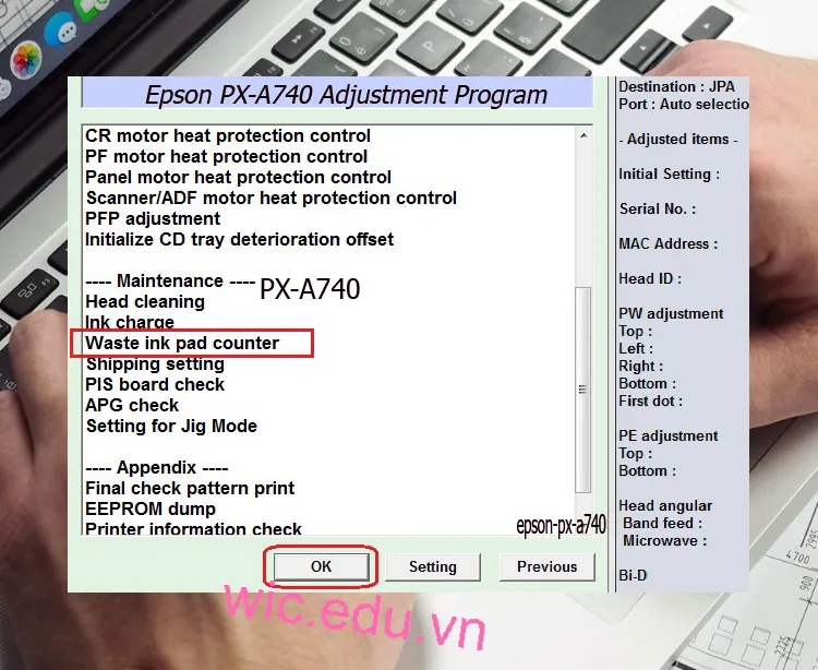 Download Phần mềm reset máy in Epson PX-A740