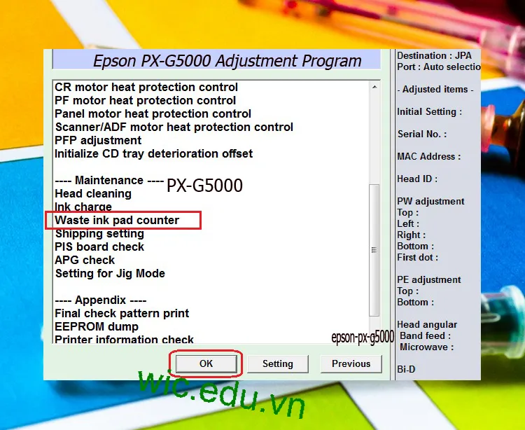 Download Phần mềm reset máy in Epson PX-G5000