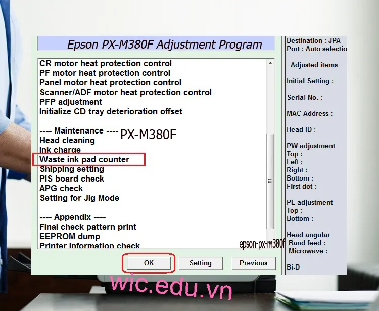 Download Phần mềm reset máy in Epson PX-M380F