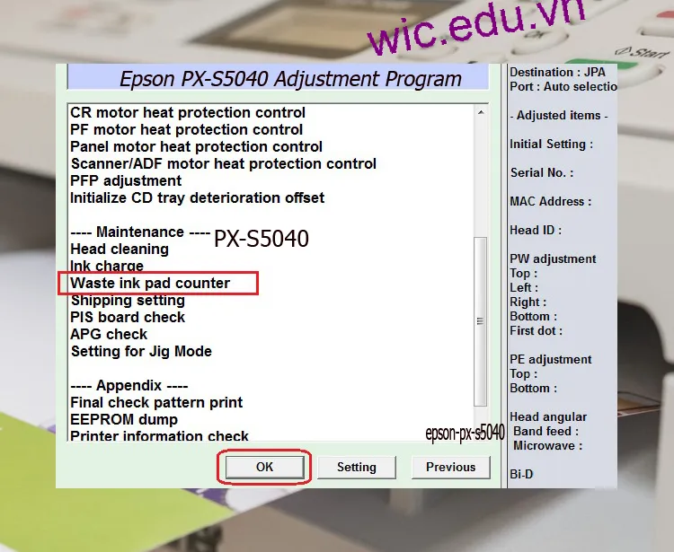 Download Phần mềm reset máy in Epson PX-S5040