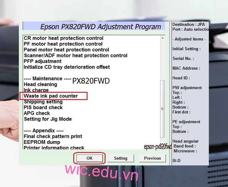 Download Phần mềm reset máy in Epson PX820FWD