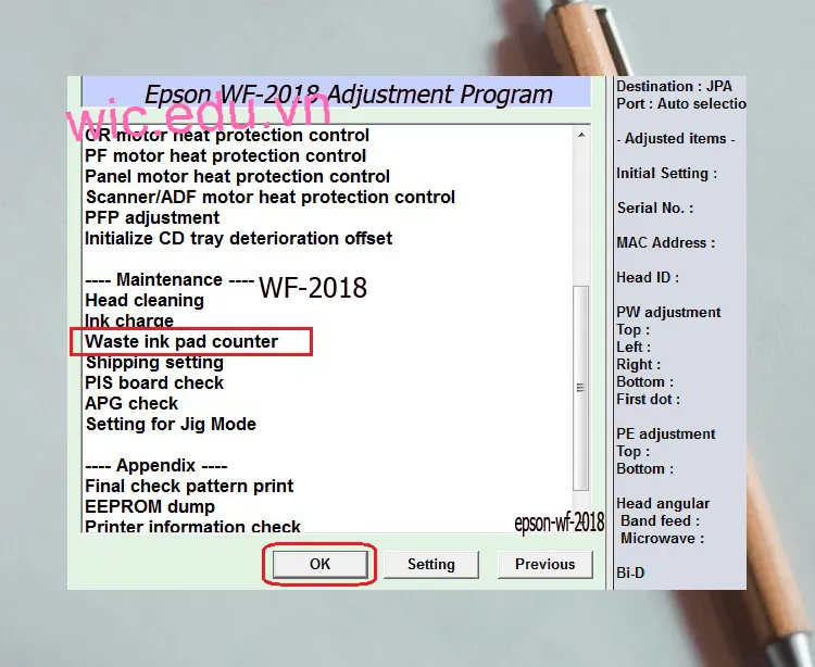 Download Phần mềm reset máy in Epson WF-2018