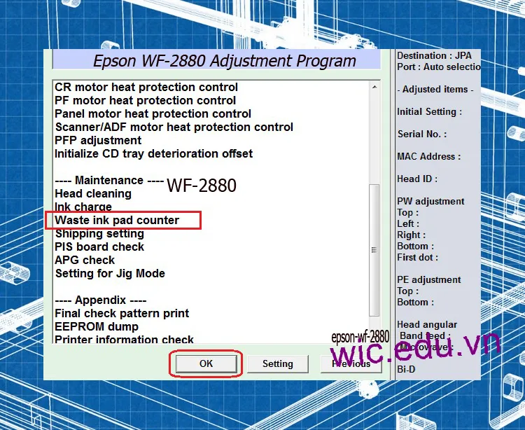 Download Phần mềm reset máy in Epson WF-2880