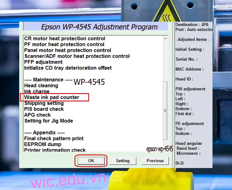 Download Phần mềm reset máy in Epson WP-4545