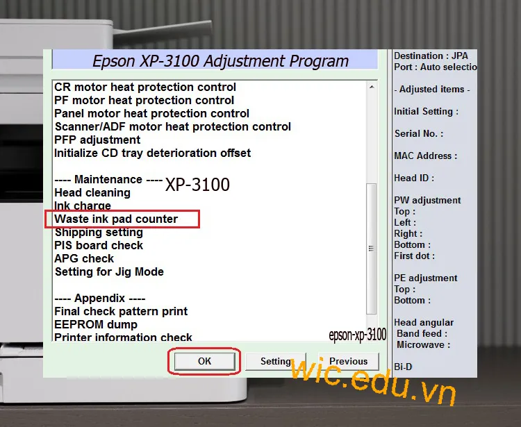 Download Phần mềm reset máy in Epson XP-3100