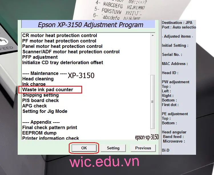 Download Phần mềm reset máy in Epson XP-3150