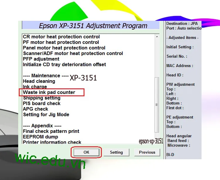 Download Phần mềm reset máy in Epson XP-3151