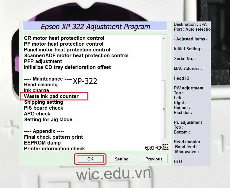 Download Phần mềm reset máy in Epson XP-322