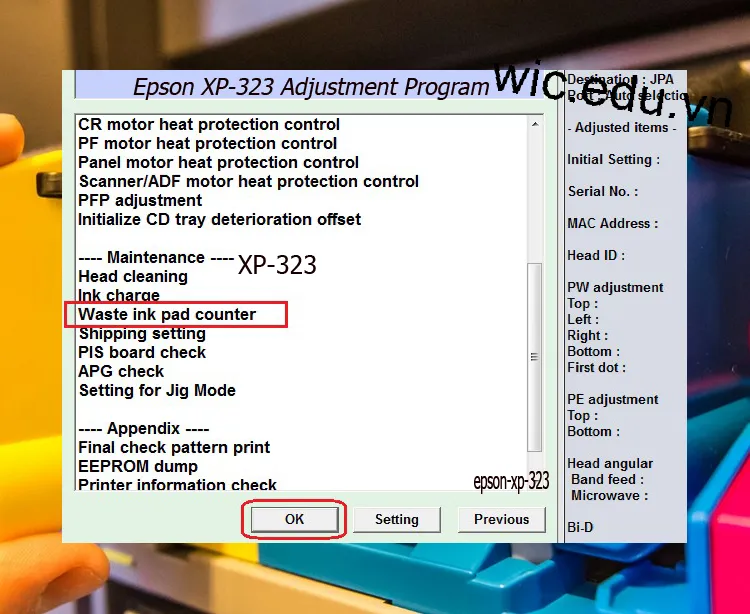 Download Phần mềm reset máy in Epson XP-323