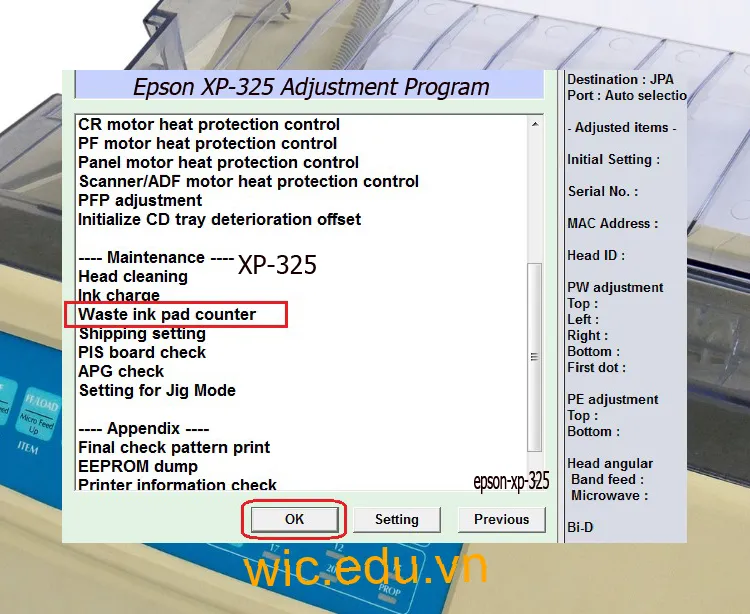 Download Phần mềm reset máy in Epson XP-325