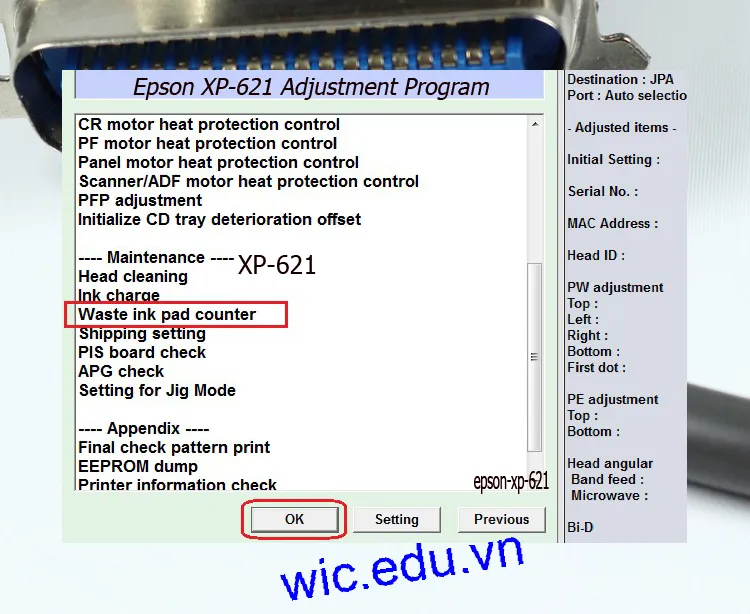 Download Phần mềm reset máy in Epson XP-621