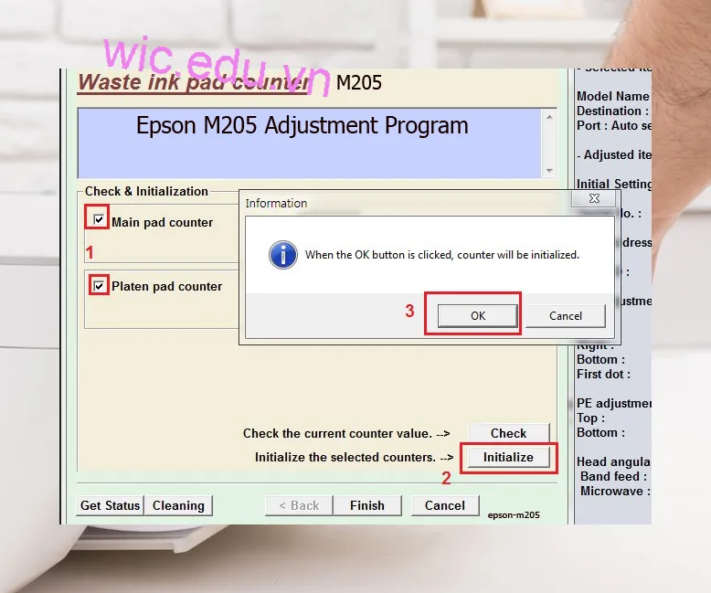 Phần mềm Reset máy in Epson M205