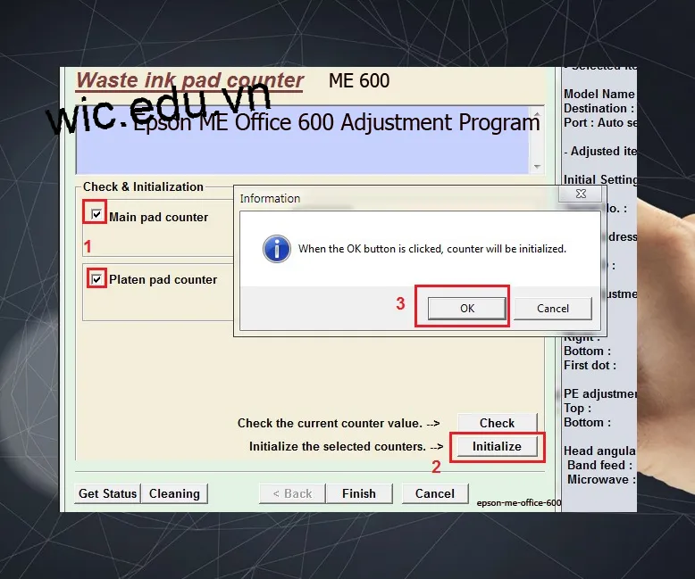 Phần mềm Reset máy in Epson ME Office 600