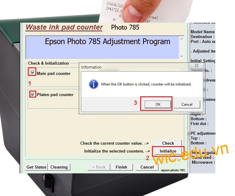 Phần mềm Reset máy in Epson Photo 785